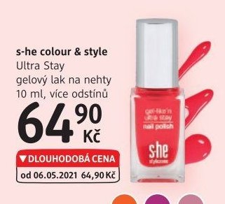 s-he colour & style Ultra Stay gelový lak na nehty 10 ml, více odstínů