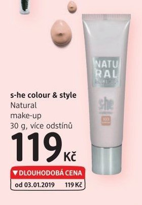 s-he colour & style Natural make-up 30 g, více odstínů