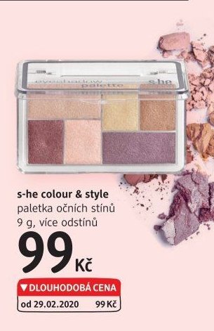 s-he colour & style paletka očních stínů 9 g, více odstínů