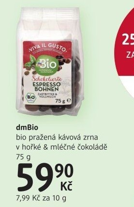 Kávová zrna v čokoládě Viva il Gusto dm Bio