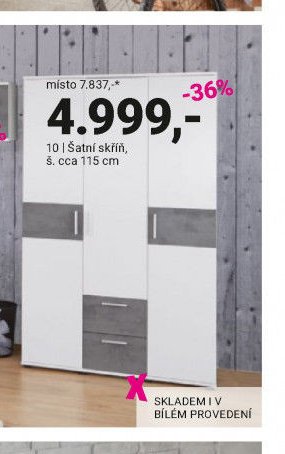 Šatní skříň, š. cca 115 cm