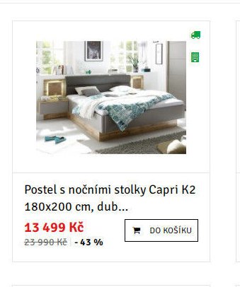 Postel s nočními stolky Capri K2 180x200 cm, dub - ASKO akcniletaky.com