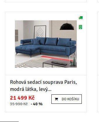 Rohová sedací souprava Paris, modrá látka, levý - ASKO akcniletaky.com