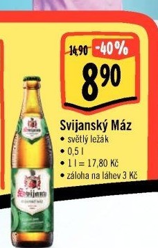 Pivo světlý ležák 11° Svijanský Máz Svijany