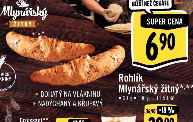 Rohlík Mlynářský žitný