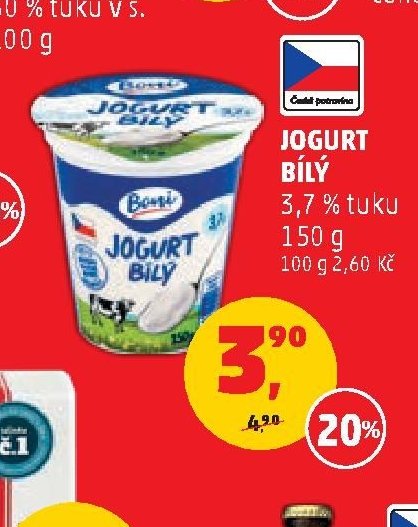 Jogurt bílý 3,7 % tuku 150 g