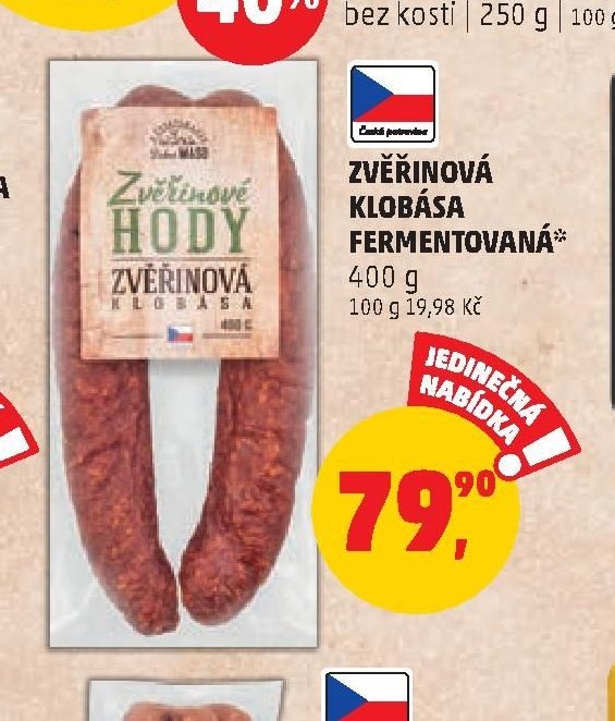 ZVĚŘINOVÁ KLOBÁSA FERMENTOVANÁ*