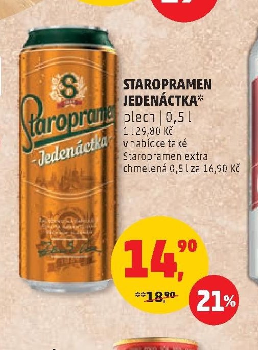 STAROPRAMEN JEDENÁCTKA plech 0,5 l
