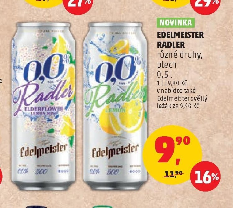 EDELMEISTER RADLER různé druhy, plech 0,5 l
