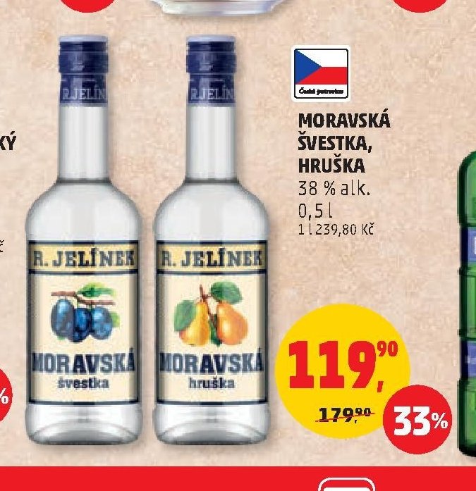 MORAVSKÁ ŠVESTKA, HRUŠKA 38 % alk. 0,5 l