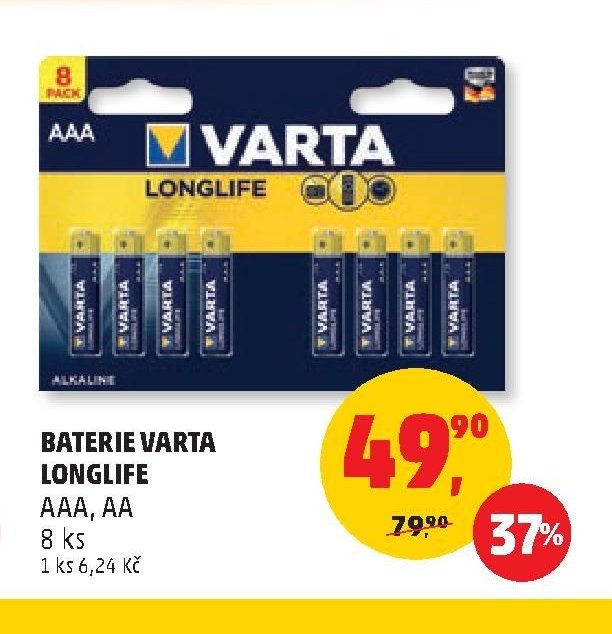 Baterie Varta Longlife AAA, AA 8 ks