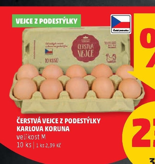 ČERSTVÁ VEJCE Z PODESTÝLKY KARLOVA KORUNA
