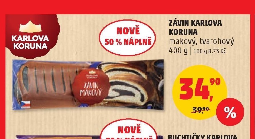 ZÁVIN KARLOVA KORUNA makový, tvarohový