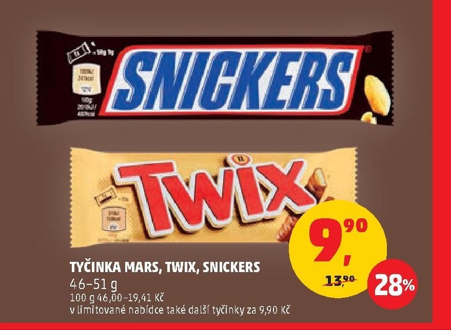 Tyčinka Mars, Twix, Snickers
