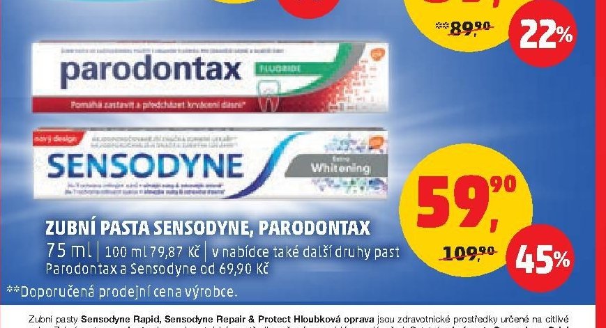 Zubní pasta Sensodyne, Parodontax 75 ml