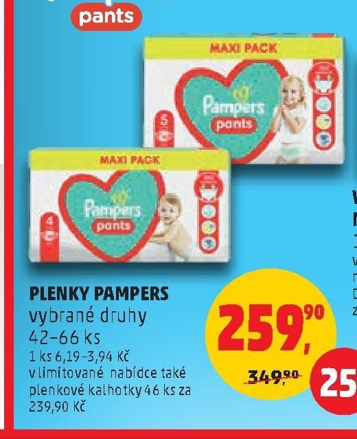 Plenky Pampers vybrané druhy 42-66 ks