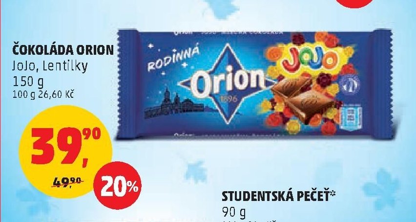 ČOKOLÁDA ORION, JoJo, Lentilky