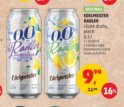 EDELMEISTER RADLER různé druhy, plech 0,5 l