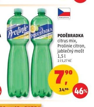 Poděbradka citrus mix, Prolinie citron, jablečný mošt 1,5 l