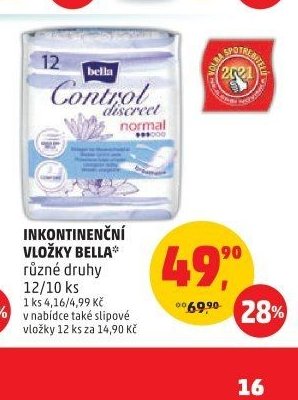 INKONTINENČNÍ VLOŽKY BELLA různé druhy 12/10 ks