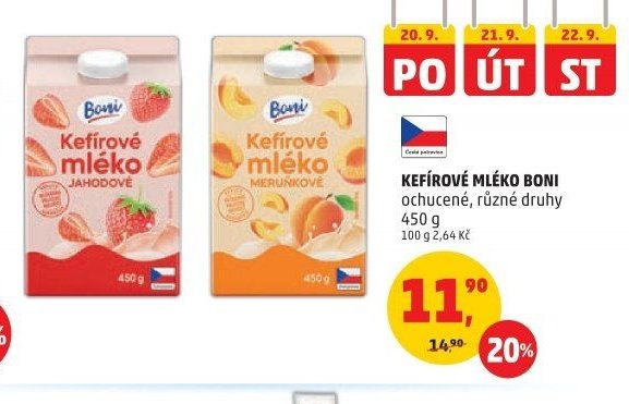 KEFÍROVÉ MLÉKO BONI ochucené, různé druhy
