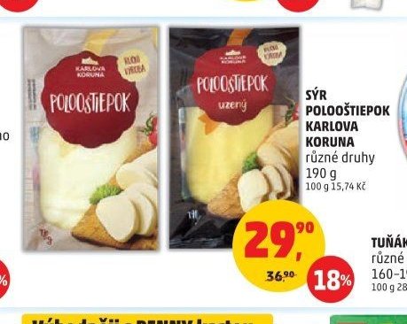 SÝR POLOOŠTIEPOK KARLOVA KORUNA různé druhy