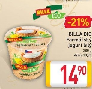 Bílý jogurt Farmářský Naše Bio Billa