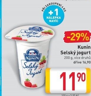 Ochucený jogurt selský Kunín