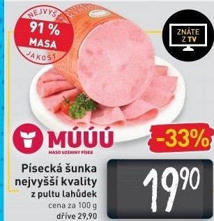 Šunka písecká nejvyšší kvality Maso uzeniny Písek