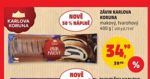 ZÁVIN KARLOVA KORUNA makový, tvarohový