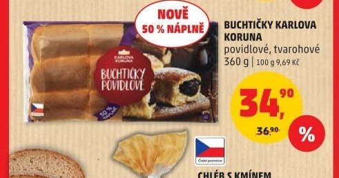 BUCHTIČKY KARLOVA KORUNA povidlové, tvarohové