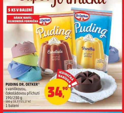 PUDING DR. OETKER s vanilkovou, čokoládovou příchutí