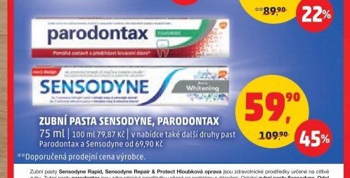 ZUBNÍ PASTA SENSODYNE, PARODONTAX