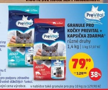 GRANULE PRO KOČKY PREVITAL + KAPSIČKA ZDARMA různé druhy 1,4 kg