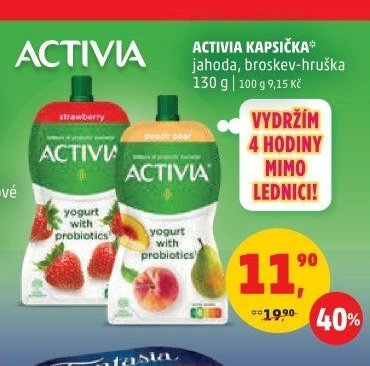 Activia kapsička jahoda, broskev-hruška
