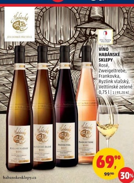 Víno Habánské sklepy Rosé, Zweigeltrebe, Frankovka, Ryzlink vlašský, Veltlínské zelené