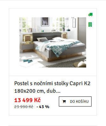 Postel s nočními stolky Capri K2 180x200 cm, dub - ASKO akcniletaky.com
