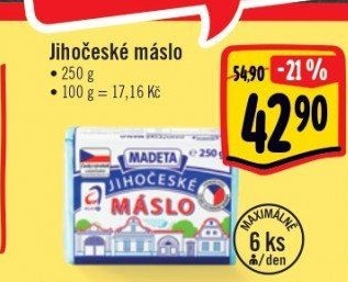 Máslo Jihočeské Madeta