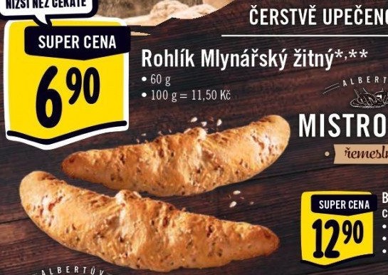 Rohlík Mlynářský žitný Albert