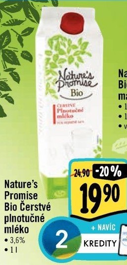 Mléko čerstvé bio Nature'