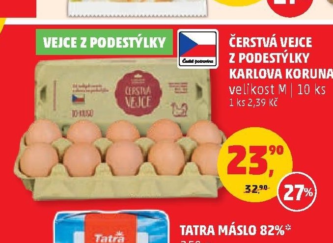 ČERSTVÁ VEJCE Z PODESTÝLKY KARLOVA KORUNA