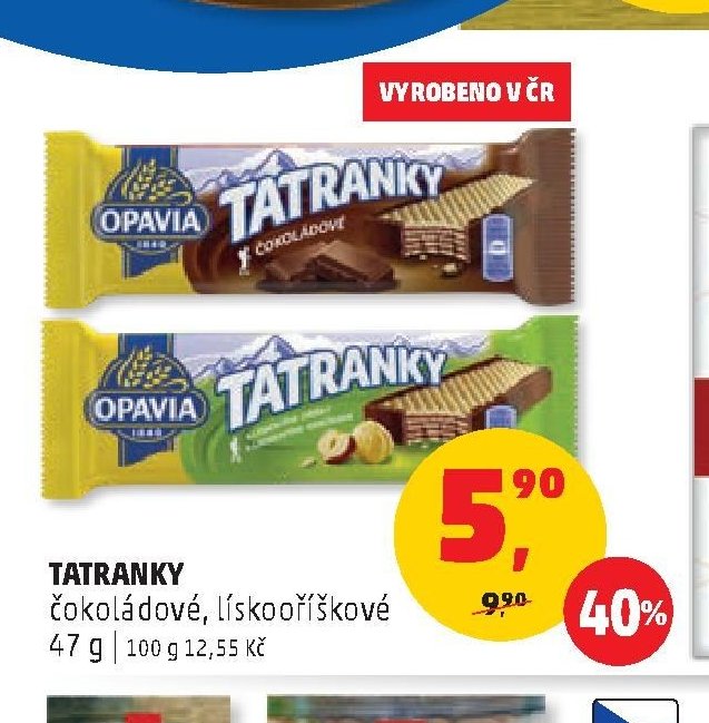 Tatranky čokoládové, lískooříškové 47 g