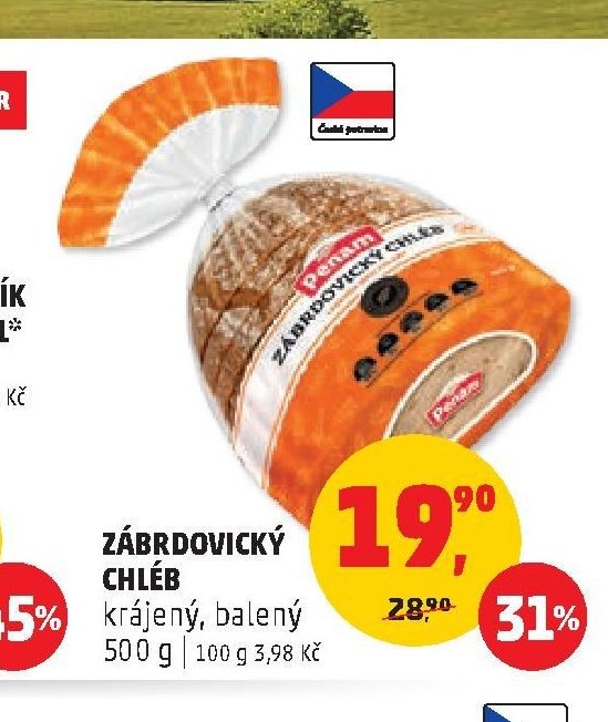 Zábrdovický chléb krájený, balený 500 g