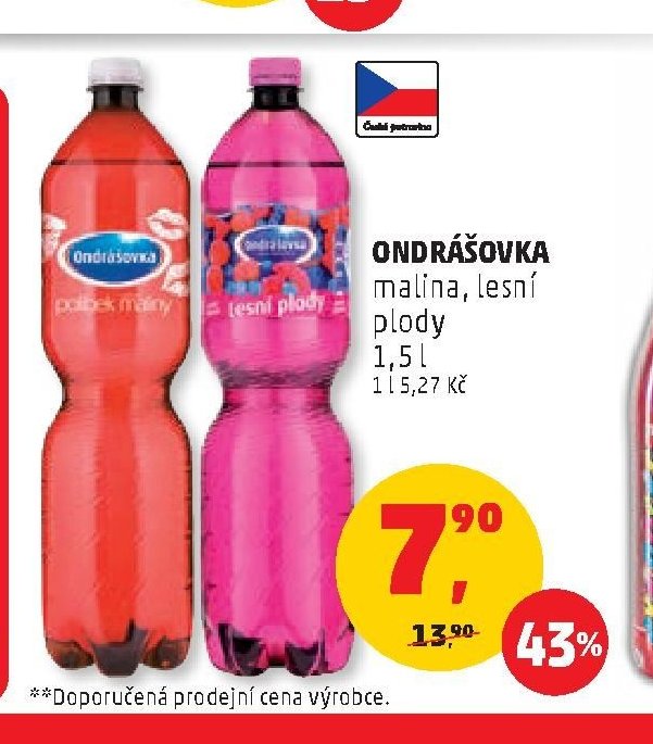 Ondrášovka malina, lesní plody 1,5 l