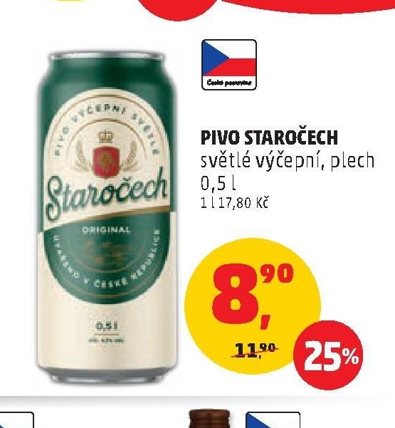 Pivo Staročech světlé výčepní plech