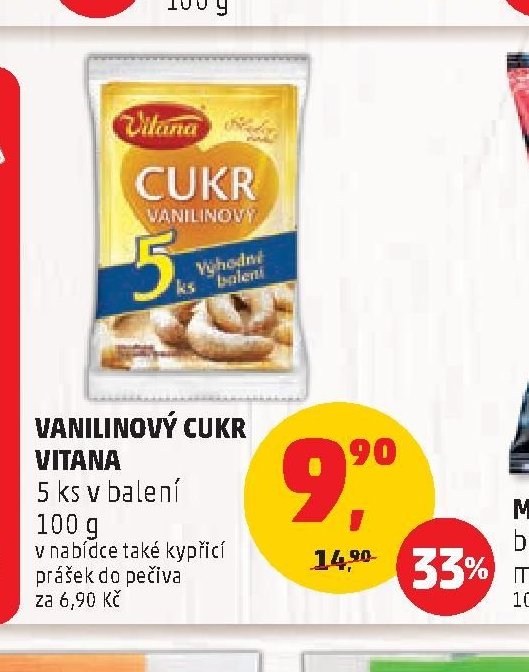 Vanilinový cukr Vitana 5 ks v balení 100 g