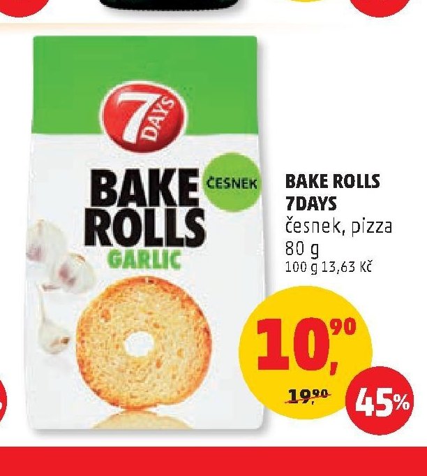 BAKE ROLLS 7DAYS česnek, pizza