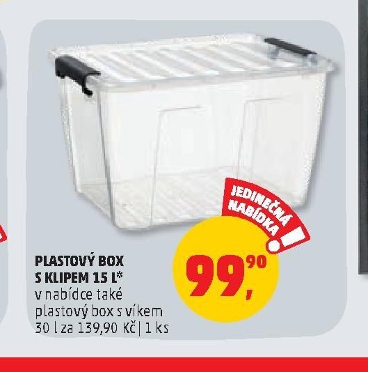 PLASTOVÝ BOX S KLIPEM 15 L