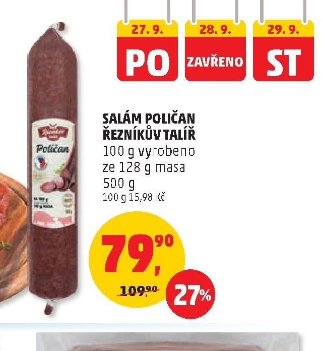 Salám Poličan Řezníkův talíř