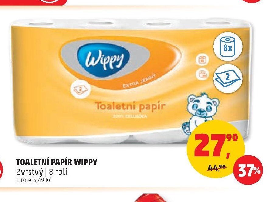 TOALETNÍ PAPÍR WIPPY 2vrstvý 8 rolí